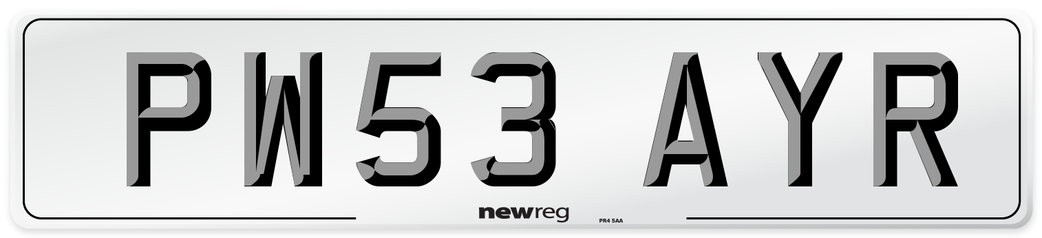 PW53 AYR Number Plate from New Reg